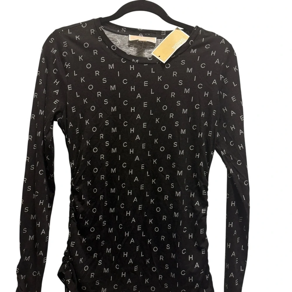 Michael Kors Black Ruched Long Sleeve Blouse